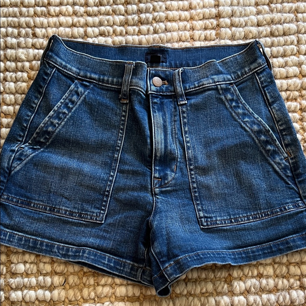 J.Crew Factory Utility Denim Jean Shorts Medium Wash size 26 Preppy Casual